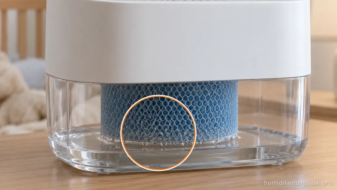 Small droplets cling to the lower mesh of the blue cylindrical Canopy wick when little water remains in the tank.