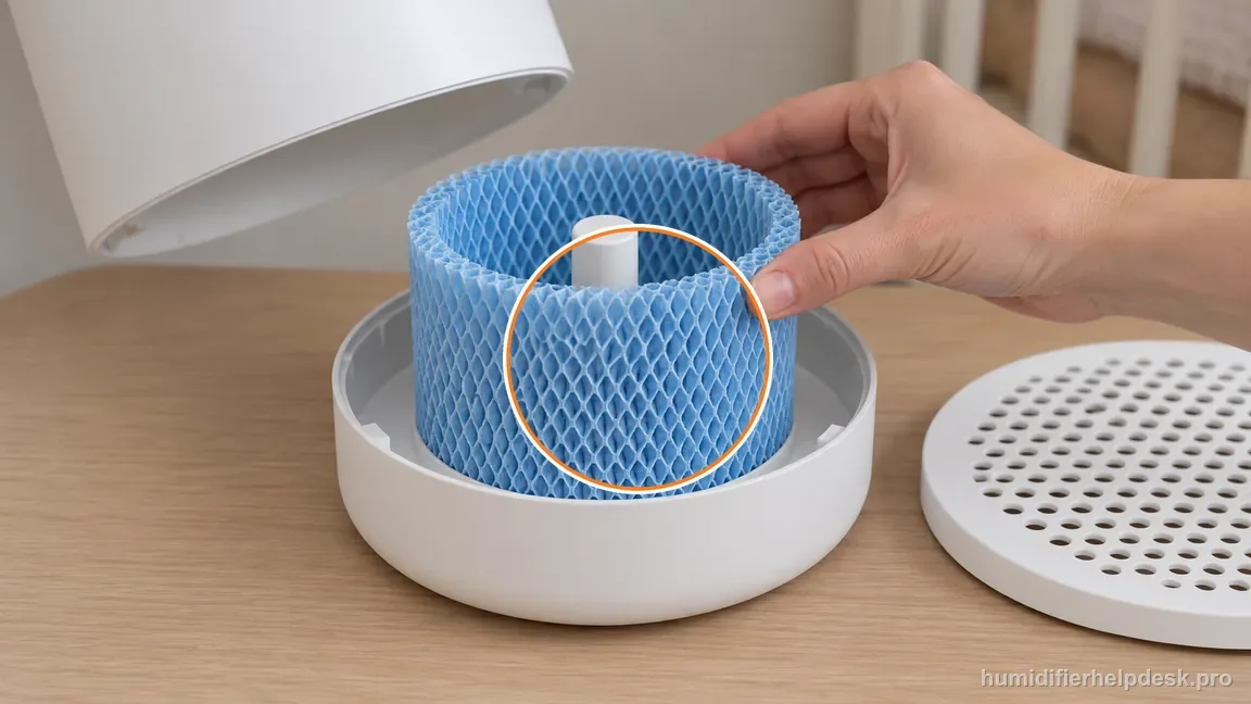 A short hollow blue honeycomb wick is lowered around the white center post in the shallow Canopy Nursery tray.