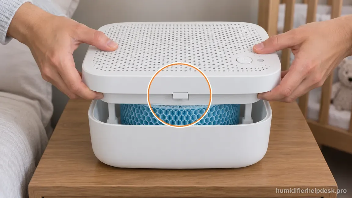 Hands lower the Nursery 2.0 round-hole grille over its fitted cylindrical wick, aligning the center front tab.