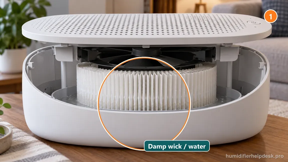 The Canopy Large Room tray holds some water and its white pleated wick is visibly damp beneath the raised perforated grate.