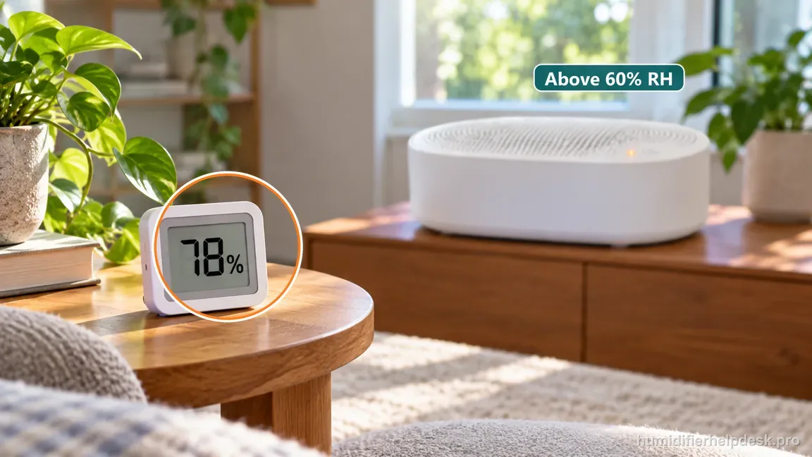 A separate room hygrometer reads 78 percent beside the Canopy Large Room when the room is already above its humidity target.