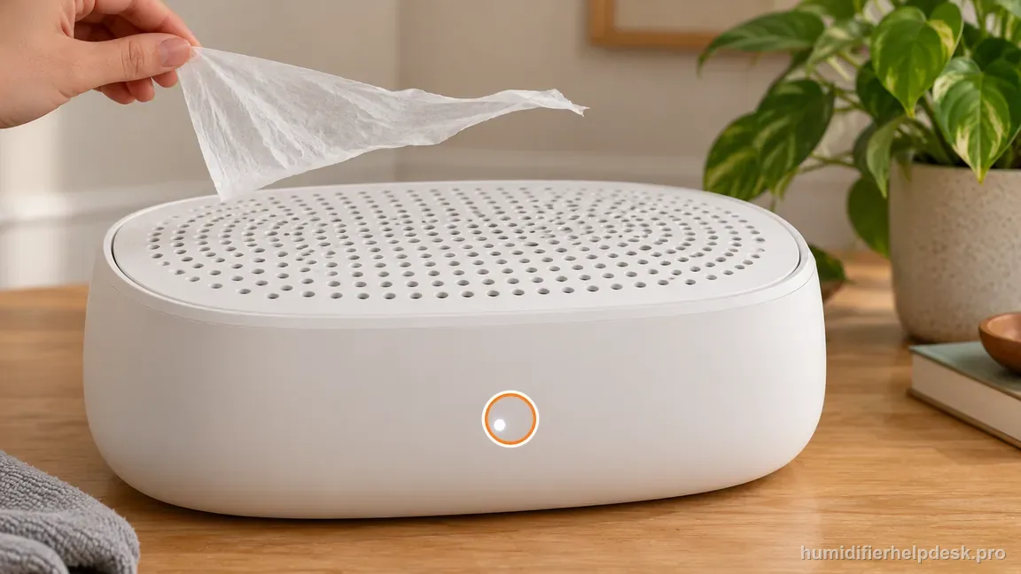 A clean-probe Canopy Large Room runs with its indicator lit and a tissue showing fan airflow.