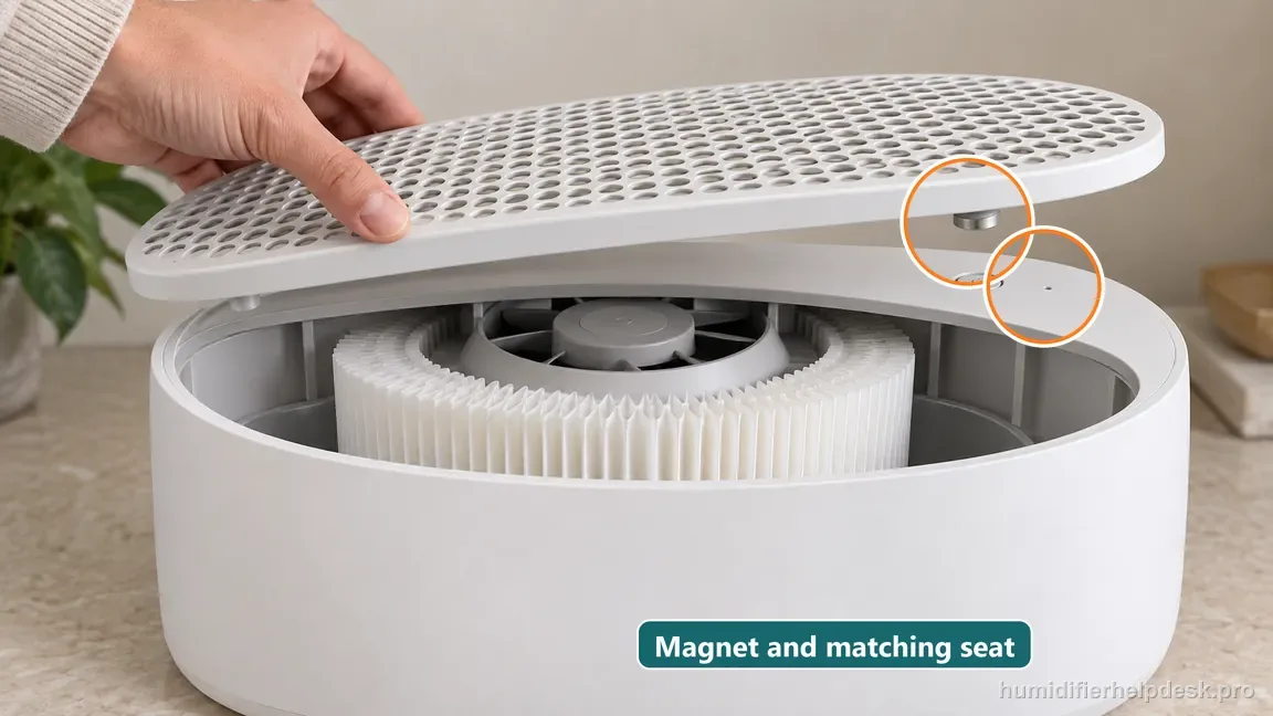 The paired Large Room grate magnet and matching body seat are shown near the On/Off button.