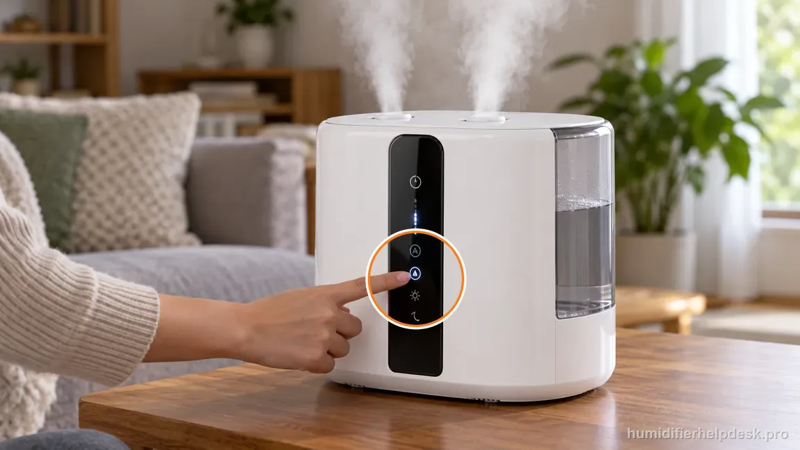 A finger selects a manual mist level on the HM512S and output resumes.