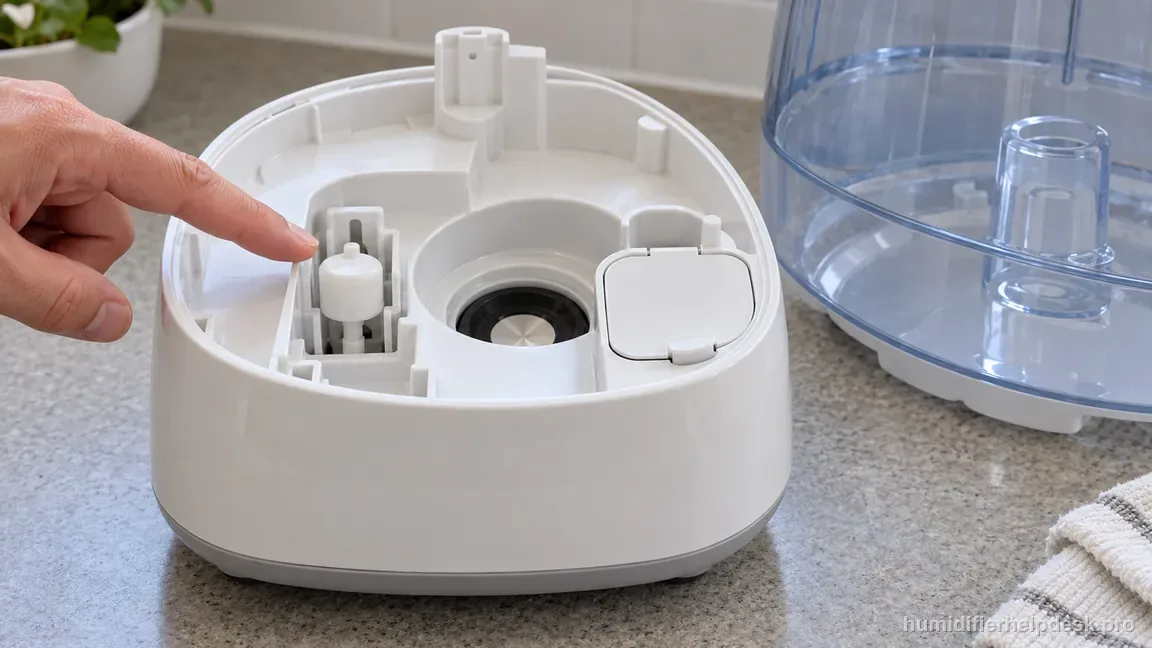 The UHE-CMTF45 clear tank is set aside while its white float sits installed in the base guide beside the membrane.