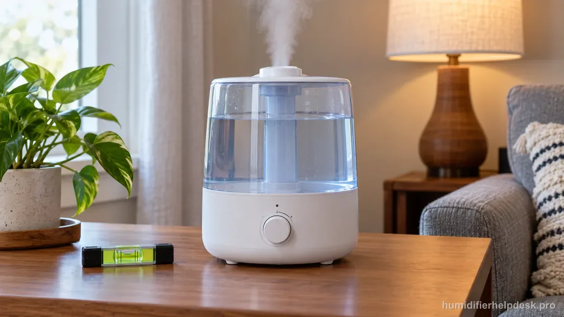 The filled Classic 160 stays stationary on a firm, flat table beside a bubble level.