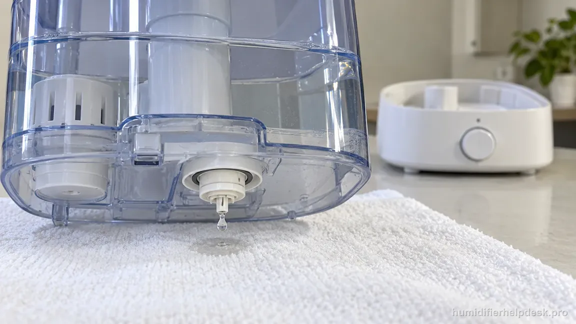 The Classic 160 tank is separated from the dry base and a droplet forms at its outlet valve onto an absorbent towel.