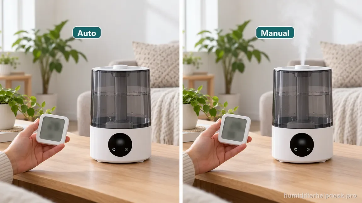 Side-by-side Classic 300S comparison: Auto Mode has no visible plume, while a manual mist setting produces output.