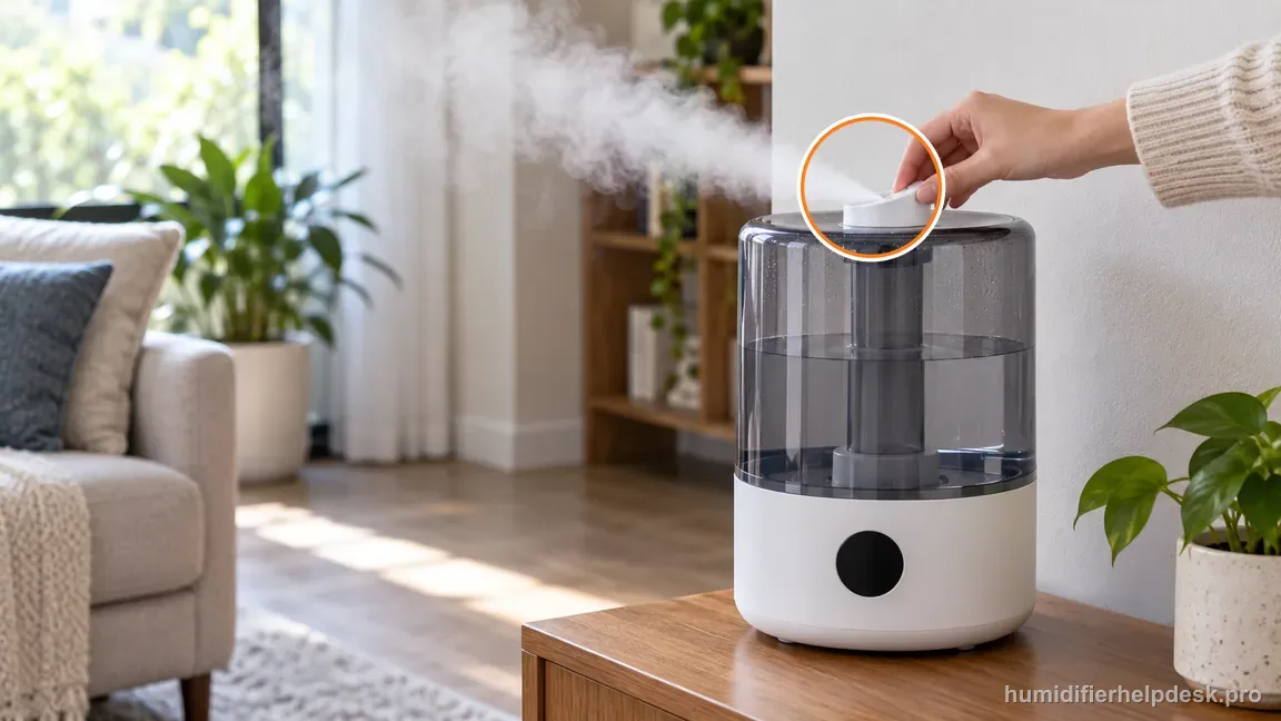 A hand gently turns the Classic 300S nozzle away from the humidifier's sensor side.