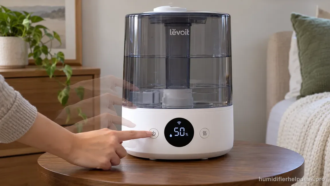 A repeated power-button action is shown over the Classic 300S display, emphasizing cycling power without first checking humidity settings.