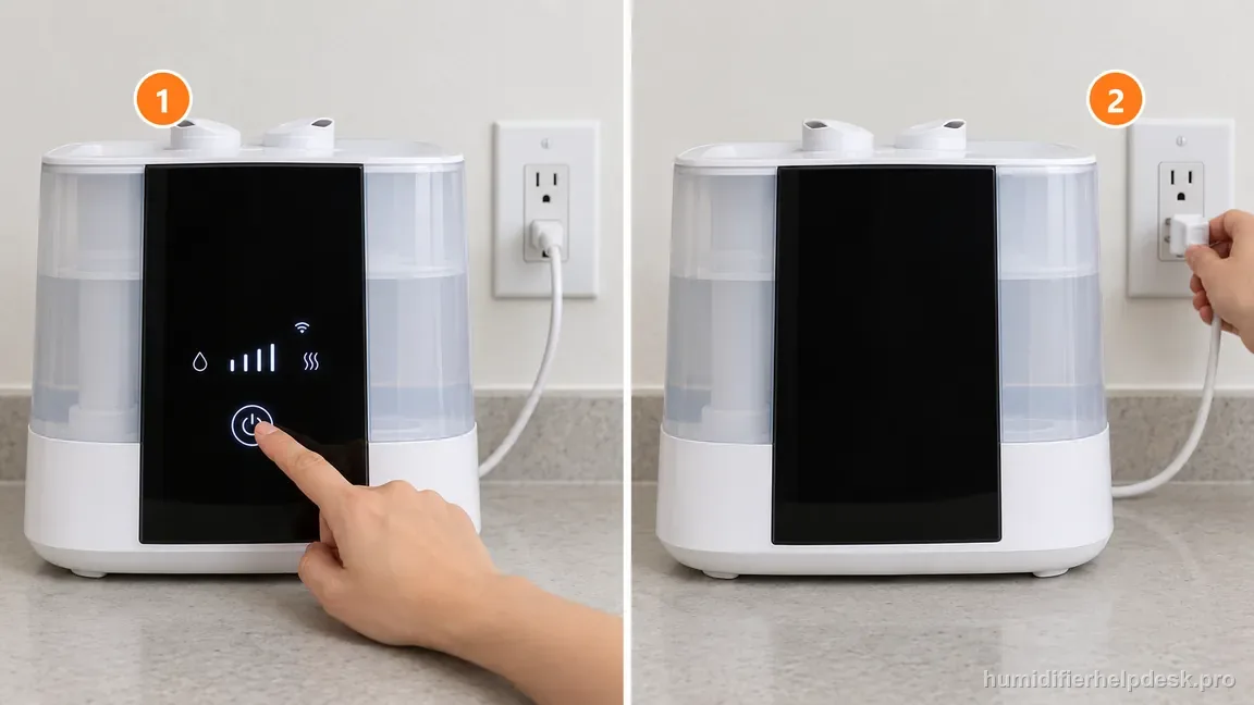 A two-panel LV600S sequence shows the unit switched off before the owner removes the plug.