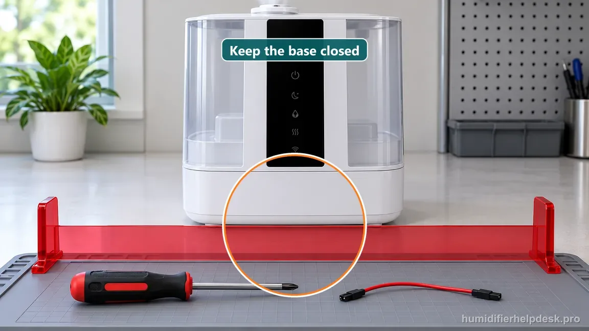 The unplugged LV600S remains closed behind a barrier while a screwdriver and jumper wire stay unused.