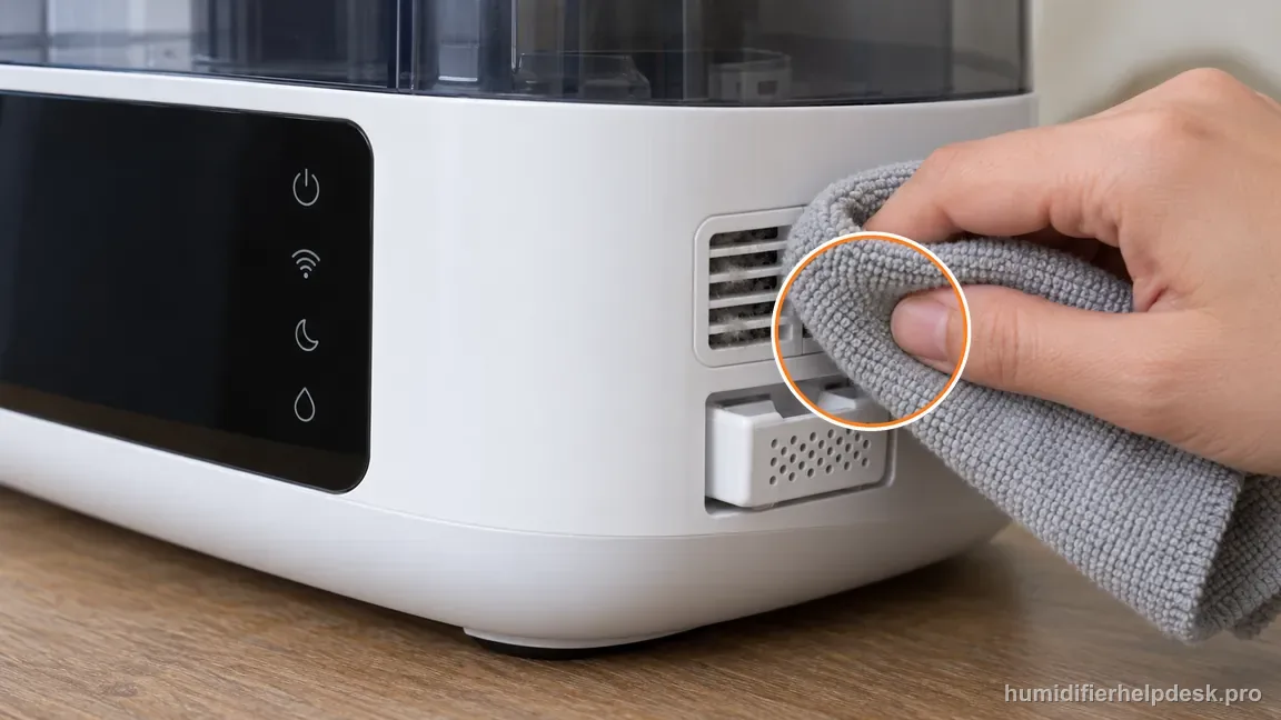 A dry microfiber cloth gently cleans the accessible LV600S sensor-side grille.
