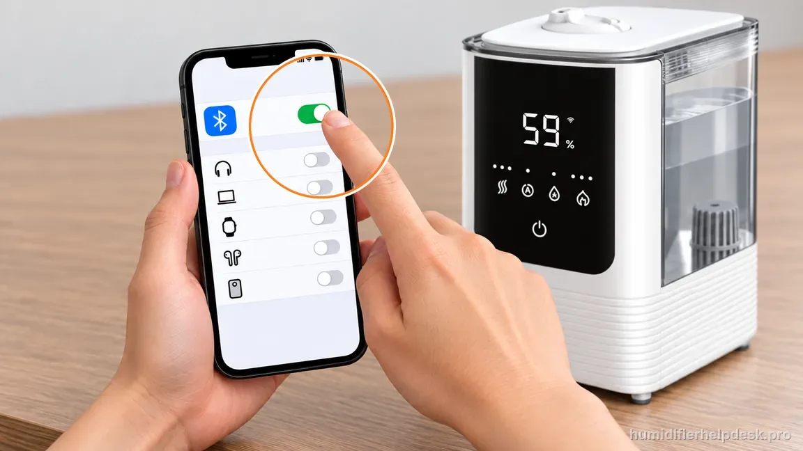 Enable Bluetooth on the phone while the OasisMist 450S is ready nearby for initial device discovery.