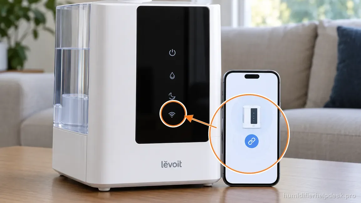 Keep the phone beside the OasisMist 450S during setup so initial device discovery stays within range.
