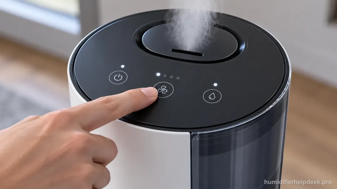 A hand presses the fan-speed control on the Superior 6000S top panel to lower the setting and compare the sound.