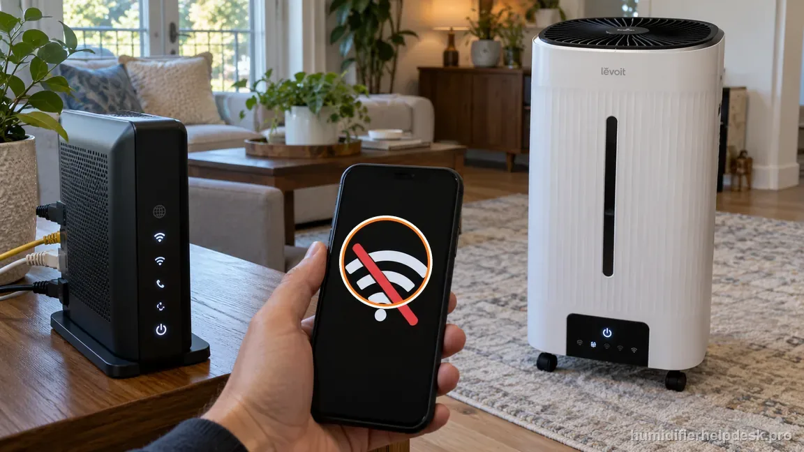 The phone has no network while the powered Superior 6000S remains intact, indicating a router or internet interruption.