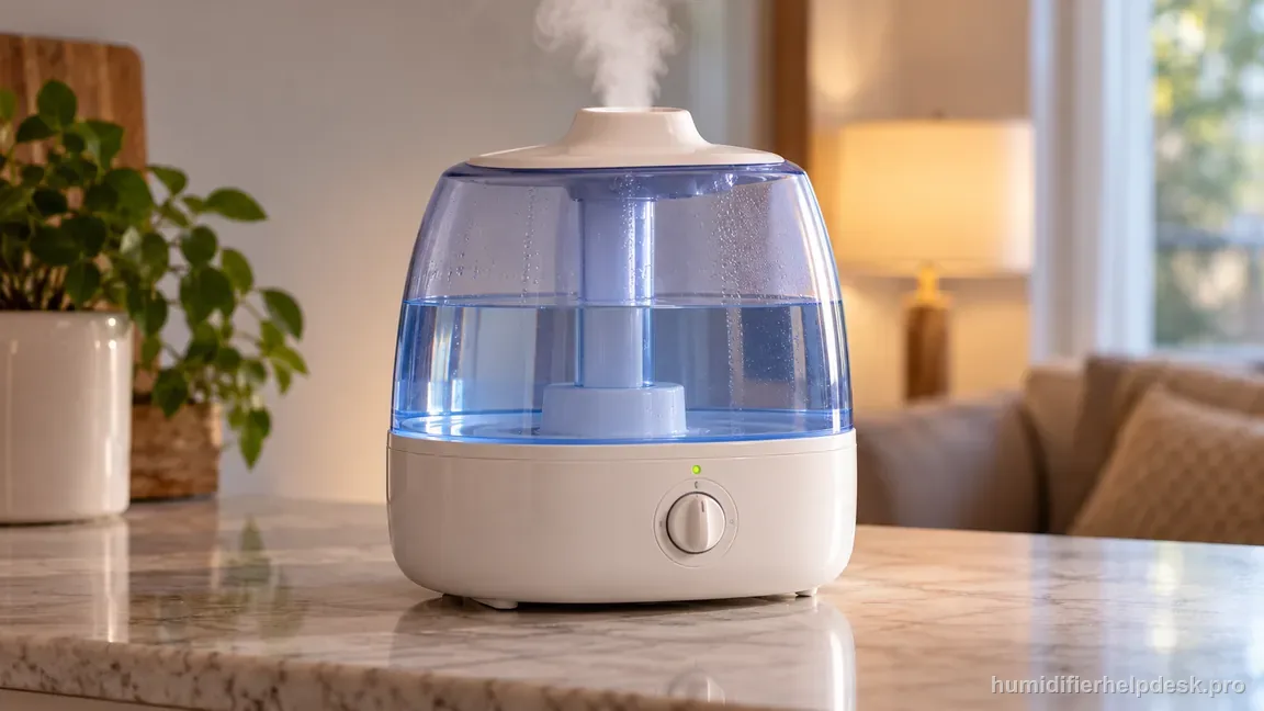 The reassembled V750-style humidifier produces a normal visible plume after its refill and restart sequence.